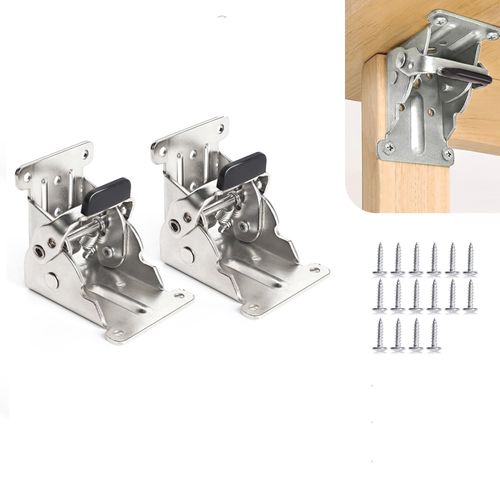 4 Pack Locking Hinge （included 32 Screws ）for Folding Leg Brackets,Heavy Duty Folding Brackets 90 Degree Self Locking Folding Hinge for Table Legs Furniture