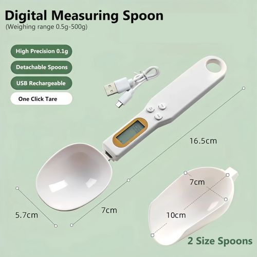 Digital Measuring Spoon Electronic Scale Spoon Weighing for Food Coffee Powder Tea Ingredients Spice Kitchen Gram Measuring Spoons High Precision 0.1g Mothers Day Gifts Baking