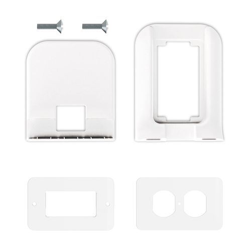 Outlet Shelf Wall Holder, Bathroom Shelf up to 10lbs Standard Vertical Duplex Wall Organizer for Smart Home Decor Space Saving Power Tools, Toothbrush (OLS001-W), 1 Pack, White