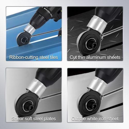 Metal Nibbler Drill Attachment, Heavy-Duty Sheet Metal Cutter for Electric Drill, Double-Cut Nibbler Tool for Fast Clean Cutting of Iron, Steel, Aluminum, Copper and Plastic Panels
