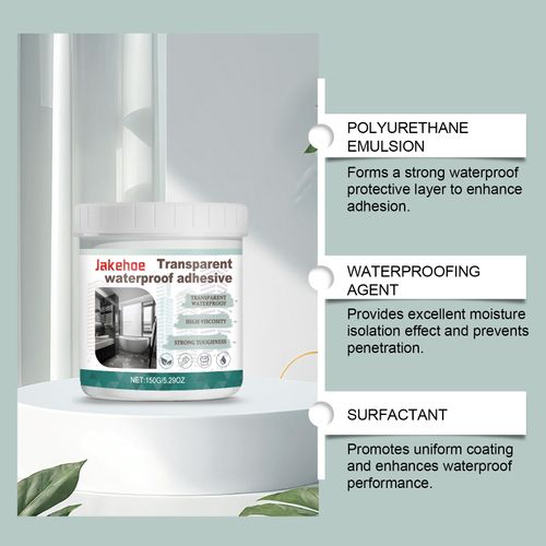 Transparent Waterproof Coating for Indoor & Outdoor, 5.29oz Waterproof Sealant Clear, Water-Based Invisible Leak Repair Glue for Roofs, Walls, Garden, Terraces, Cracks, Concrete, Wood