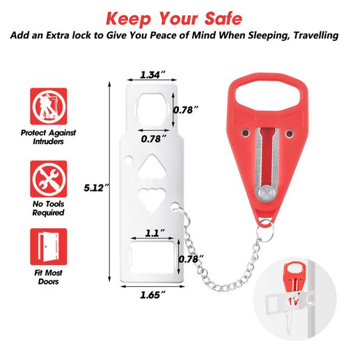 Portable Door Lock, Hotel Travel Door Lock Security for Home,Hotel Safety Device for Door Security, Portable Lock for Hotel Room, Apartment, College Dorm and Travel