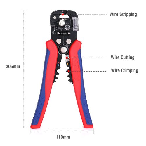 Self Adjusting Wire Stripper, 3-in-1 Automatic Wire Stripper/Cutter/Crimper, AWG10-24, 8 Inch Multi Pliers For Electrical Wire Stripping, Cable Cutting, Crimping