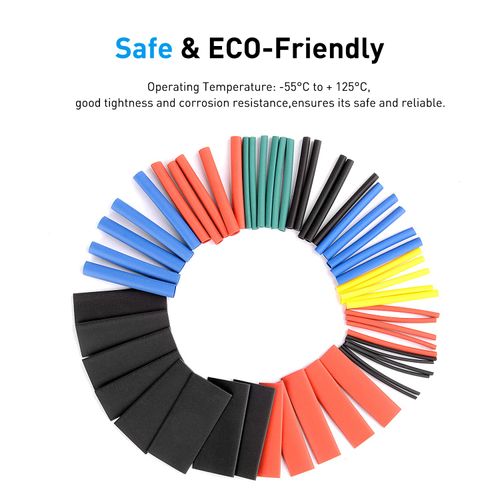 Waterproof Heat Shrink Tube , Heat Shrink 2:1 Electric Insulation Tube Kit 45mm Flame Retardant Wrap Cable Sleeve 560pcs 5 Colors 12 Sizes with Storage Box