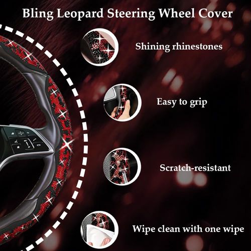 Car Bling Steering Wheel Cover,  Leopard , Anti-Slip