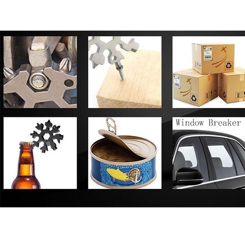 18 In 1 Snowflake Wrench, 4 Pcs 4 Color Zinc Alloy Multi-function Screwdriver and Bottle Opener