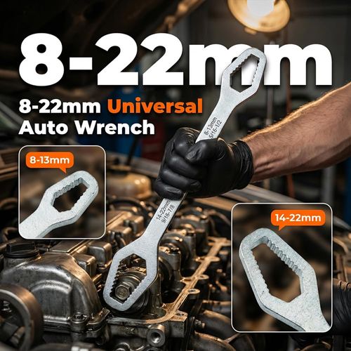 8-22mm Double-Ended Multifunctional Universal Wrench, 2026 New Self-Adjusting Wrench Set All in One Tool, Outdoor Riding Home Car Repair Tools for Auto Repair (Black+Silvery)