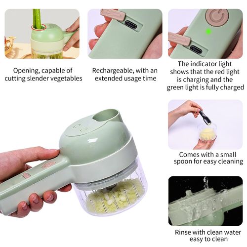 4 in 1 Electric Vegetable chopper hand held, Food Chopper, Mini Fruit Slicer,Garlic Chopper,Egg whisk and Meat Mincer,Handheld Veggie Cutter for Salad