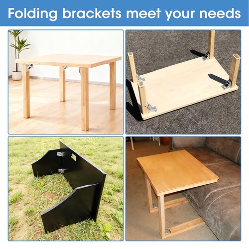 4 Pack Locking Hinge （included 32 Screws ）for Folding Leg Brackets,Heavy Duty Folding Brackets 90 Degree Self Locking Folding Hinge for Table Legs Furniture