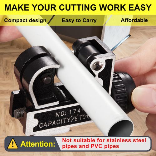 Mini Pipe Cutter Tool 1/8'' to 1-1/8'' (3-28mm) Tube Cutter,Cuts Copper, Brass, Aluminum Pipe, for Plumbing, HVAC Work, Automotive Repairs, DIY Projects