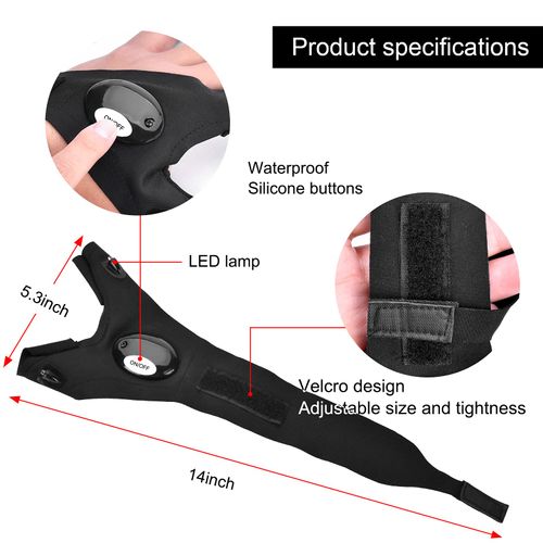 LED Flashlight Gloves, Stocking Stuffers for Men Dad Husband Adults, Cool Gadgets Hands-Free Lighted Work Gloves for Camping Fishing Repairing, Christmas Fathers Day Birthday Gifts,Black