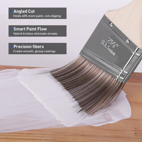 Paint Brush, 2.5IN Stain Brushes for Painting Walls House Touch-Ups,Furnitures and Fence Staining, Wooden Handle Masonry Paintbrush(6 Packs)