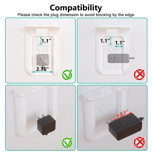 Outlet Shelf Wall Holder, Bathroom Shelf up to 10lbs Standard Vertical Duplex Wall Organizer for Smart Home Decor Space Saving Power Tools, Toothbrush (OLS001-W), 1 Pack, White