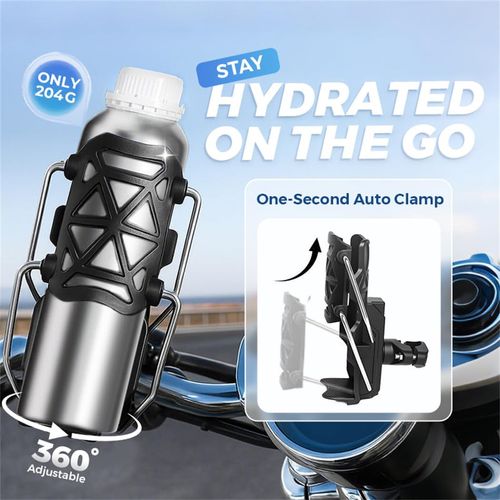 Adaptive Cycling & Motorcycle Cup Holder – Universal Bike/ATV/Boat Drink Mount, 360° Rotation Fit