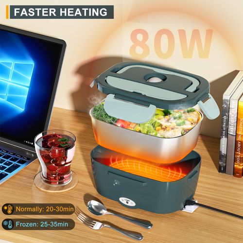 Electric Lunch Box Food Heater - Leakproof Portable Food Warmer heated lunch box for adults for Car/Home/Truck with 1.5L Removable Stainless Steel Container