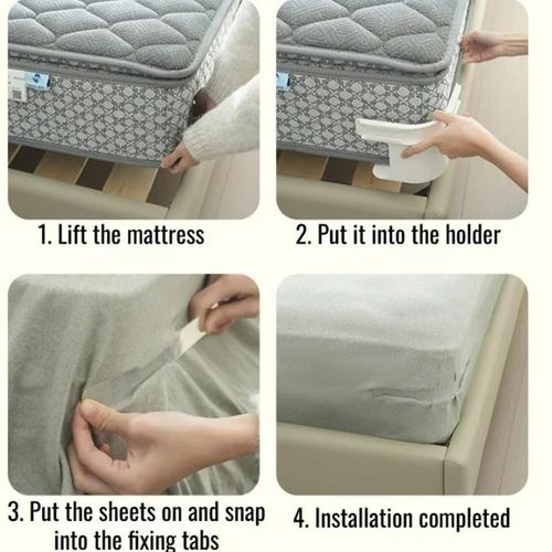 4 Pack Bed Sheet Holder Strips, Locking Clips, Corner Fitted for All Mattress Sizes, Heavy Duty Elastic Straps, Keep Sheets Firm & Tight, No Slipping or Wrinkles, Durable Bedding Accessories