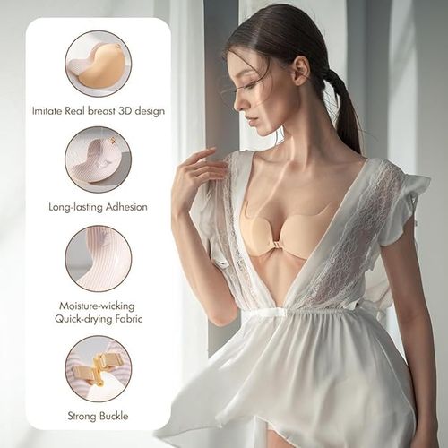 Adhesive Bra Strapless Sticky Push up Reusable Invisible Bra for Backless Dress