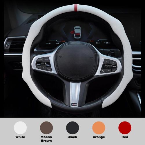 Car Steering Wheel Cover Napa Leather Non Slip Vehicle Steering Wheel Cover Protector Quick Install Comfy Automotive Interior Decor Universal fit 14½ -15 inches Car Pickup SUV