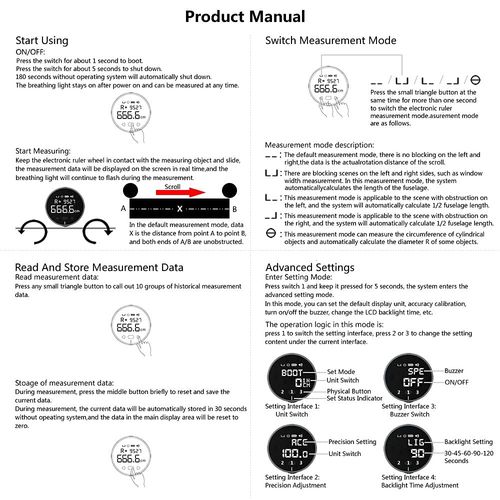 324 Ft Electronic Digital Tape Measure with LCD Display Digital Ruler Rechargeable Small Smart Rolling Measuring Tool for Flat Curved Diameter Odd Shape Ideal Surprise for You