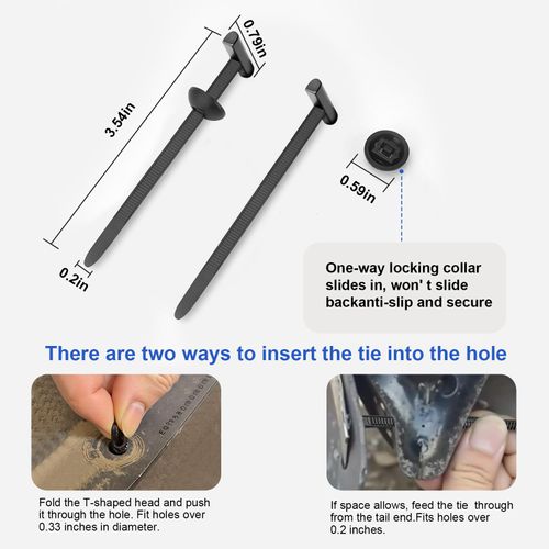 Nylon Universal Cable Tie Buckle for Car, Automotive Zipper Clips, Push Pin Clip Multipurpose Plastic Cable Ties Tool, Snap-Fit Ziptie Bumper Retainer Fender Liner Door Panel Fastener (100PCS)