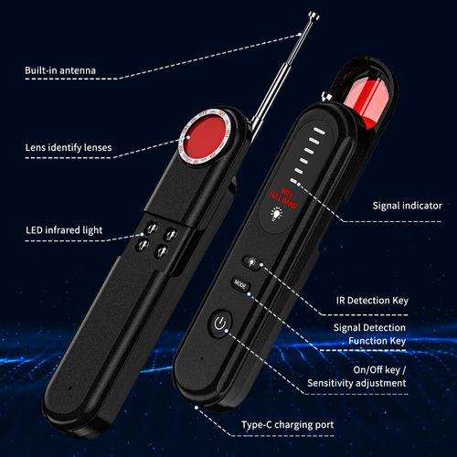 Hidden Camera Detector for Travel, Hidden Camera, Bug, GPS & RF Detector, RF Bug Scanner, Anti-Spy Finder,5 Levels,3 Modes,Covert Device Sweep with Instant Alerts Privacy Protection,Portable Safety