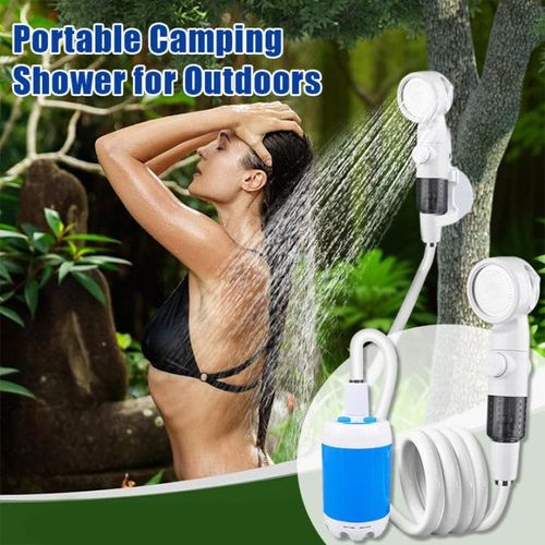 Portable Camping Shower, Outdoor Shower Kit, Hose& Folding Bucket, Rechargeable Powered Portable Shower for Camping, Hiking, Beach,RV,Pet Cleaning & Road Trips