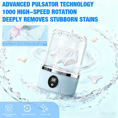 Portable Mini Washing Machine ,Underwear Washer(White), 3000mAh Rechargeable, Portable Small Wireless Washing Machine for Home Use, for Underwear, Small Loads, Baby Clothes