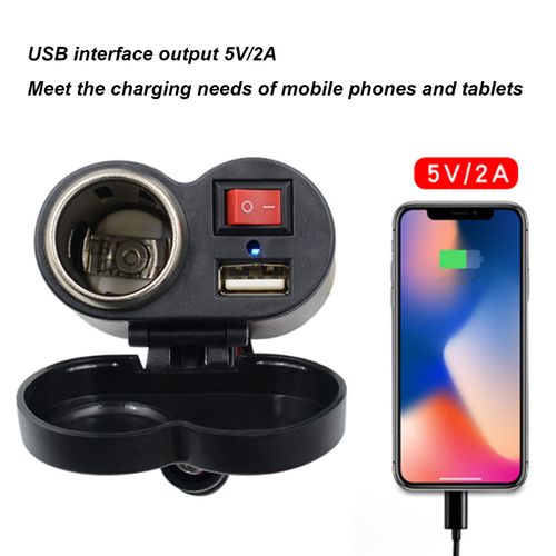 Motorcycle Phone, Motorcycle Handlebar Phone Cigarette Lighter Socket Single USB for Electronic Devices