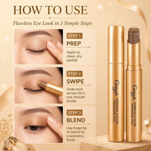 3 Color Eyeshadow Stick，New Long Lasting & Waterproof Creamy Eye Shadow，Portable Glitter shadow for Women，Smudge-Proof Long Lasting，Shimmer shadow for Day and Night