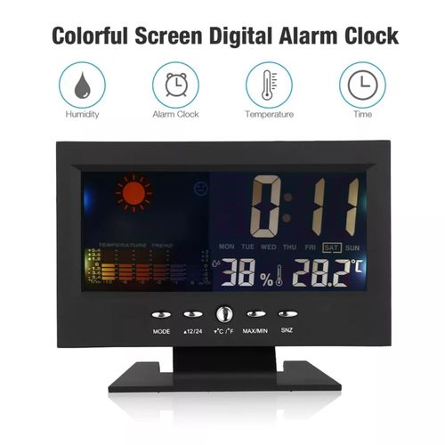 Weather Clock , Weather Station Wireless Indoor Thermometer Temperature Desk Digital Alarm Clock Weather Thermometer LED Temperature Humidity Monitor