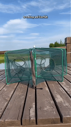 Foldable Fishing Trap Collapsible Hexagon 6 Hole Fishing Bait Trap Portable Minnow Crayfish Crab Crawdad Shrimp Net Cage Accessories