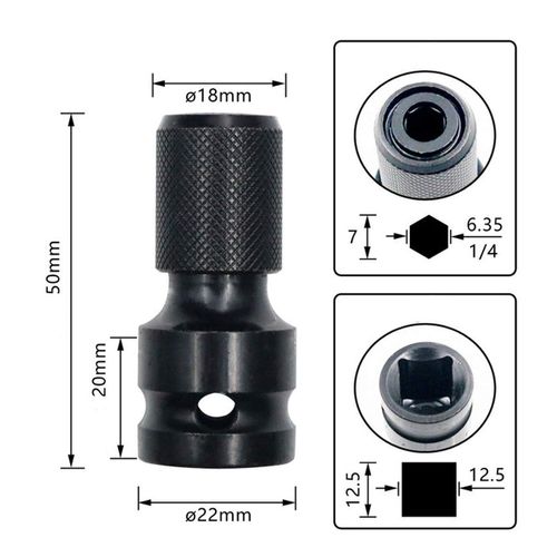 2 PCS Electric Wrench Converter | 1/2" Square Drive to 1/4" Hex Socket Adapter for Impact & Air Wrench, Quick release | Chuck adapter | Ratchet, Wrench & Impact Tool Compatible