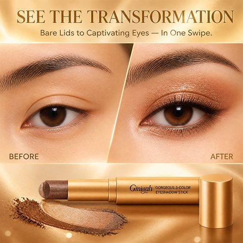 3 Color Eyeshadow Stick，New Long Lasting & Waterproof Creamy Eye Shadow，Portable Glitter shadow for Women，Smudge-Proof Long Lasting，Shimmer shadow for Day and Night