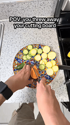 2 in 1 Kitchen Scissors for Food – Stainless Steel 9.5" Tomato Knife Chops Vegetables, Fruit, Cheese, Meat in Seconds | Dishwasher Safe Cutting Board Scissors with Safety Lock – Mess-Free Prep