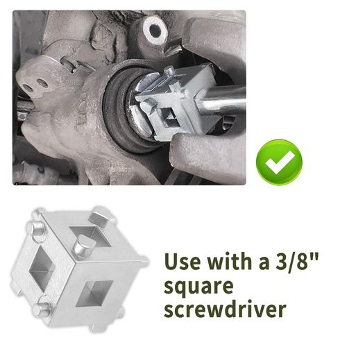 Cube Brake Caliper Compression Tool,Steel Brake Caliper Tool Car Rear Disc Brake Piston Tool,Specialized Car Accessories Brake Piston Tool Adaptor Fits 3/8" Square Driver