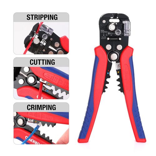 Self Adjusting Wire Stripper, 3-in-1 Automatic Wire Stripper/Cutter/Crimper, AWG10-24, 8 Inch Multi Pliers For Electrical Wire Stripping, Cable Cutting, Crimping