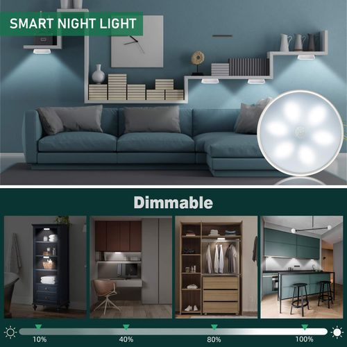 LED Closet Lights Wireless Motion Sensor Puck Light, Newest Version USB Rechargeable Dimmer Step Light with Remote, Night Safe Lighting for Under Cabinet, Counter, Kitchen, Hallway, Stairs