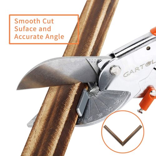 Miter Shears, 45-135 Degree Adjustable Angle Scissors, Quarter Round Cutter Tool with Spare SK5 Blades, Trunking Shears for Cutting PVC, Trim and Softwood Moulding