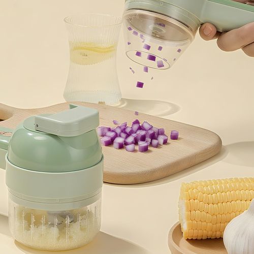 4 in 1 Electric Vegetable chopper hand held, Food Chopper, Mini Fruit Slicer,Garlic Chopper,Egg whisk and Meat Mincer,Handheld Veggie Cutter for Salad