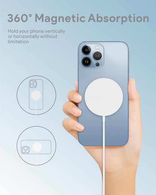 Magnetic Wireless Charging Pad 15W with Pop-Up Stand - MagSafe-Compatible Certified Qi2 Wireless Charger for iPhone 17 Series, Samsung Galaxy S25 Series, AirPods, & More (No PSU) - White
