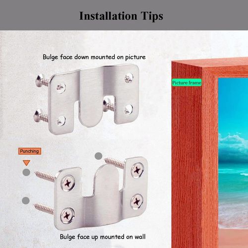 20 Pairs Stainless Steel Interlock Hanging Buckle Equipped with 80 Steel Screws, 44*19 mm Flush Mount Bracket, Interlocking Photo Frame Hook, Heavy Duty Picture Hanger Z Clip Bracket for Large Picture Display Art Gallery Wall Mount Hardware