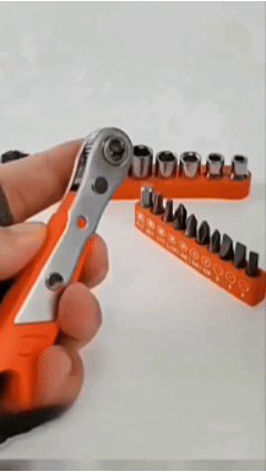 23in1 Right Angle Ratcheting Screwdriver Set, 1/4" Driver Repair Tool, Magnetic Offset Low Profile Ratchet Screw driver, Philips, Flathead, Hex, Torx, T15H, T20H, T25H, T30H, 5-10mm Socket