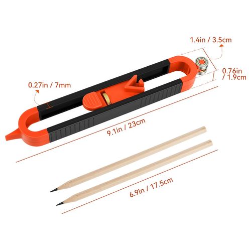 Precise Contour Scribe Tool with 2 Pencil, Upgrade Contour Measuring Tool with Adjustable Lock for Woodworking Finish Carpenter, DIY Handyman, Construction