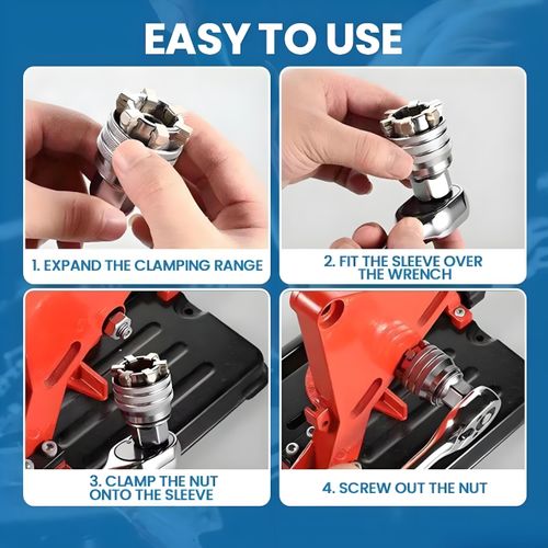 Upgraded Adjustable Universal Socket Wrench, Manual Socket Wrench, Multifunctional Sleeve, 10mm-19mm Universal Sockets Tools for 3/8" Drive Ratchet Torque Wrench and Power Drill