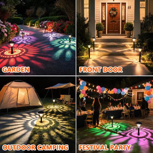 Solar Pathway RGB for Decorative Walkway, Garden, Patio, Driveway. RGB& Warm Lights,Ip67 Waterproof, 10-Hour Ultra-Long Illumination, Intelligent Night-Time Activation