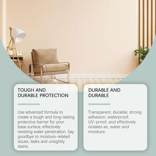 Transparent Waterproof Coating for Indoor & Outdoor, 5.29oz Waterproof Sealant Clear, Water-Based Invisible Leak Repair Glue for Roofs, Walls, Garden, Terraces, Cracks, Concrete, Wood