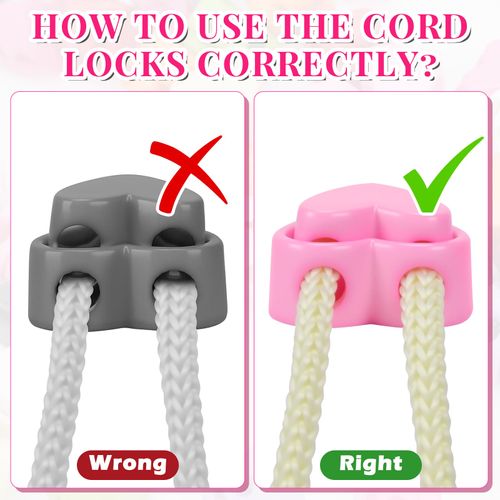 Plastic Cord Locks for Drawstrings Shoelaces, 100 Pcs Adjustable Round Cord Stops for Paracord, Backpacks