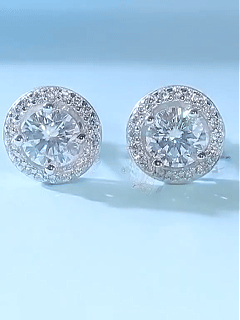 Round Cubic Zirconia Stud Earrings（1ct 6.5mm） , Everyday Dainty, Diamond-Like Brilliance, CZ Halo Birthstone Studs, Hypoallergenic & Lightweight, Elegant & Versatile