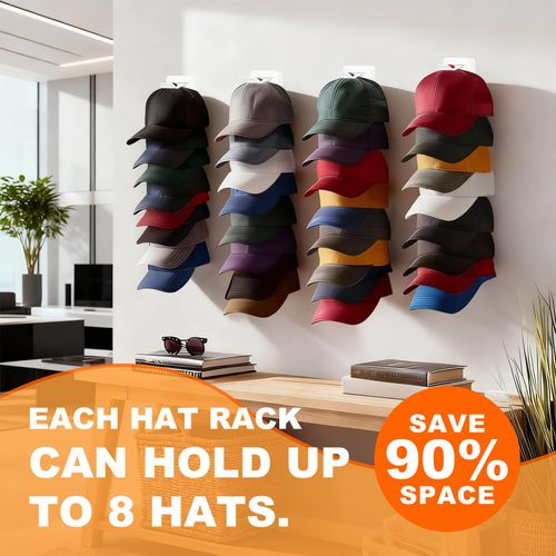 2 Pack Hat Organizer for Baseball Caps, Wall-Mount Hat Rack for Closet Door