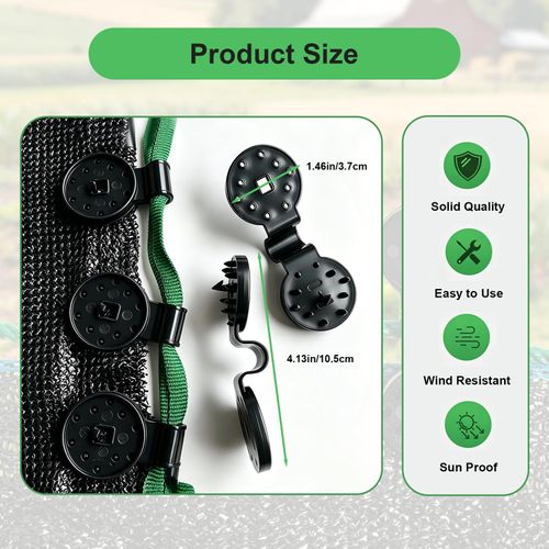 100 Pack Shade Cloth Heavy Duty Lock Grip, Round Plastic Sun Shade Net Clip, Reusable Sun Shade Clips for Garden, Patio Awnings, Greenhouse Fabric, Windproof Anti Bird Netting Clamps